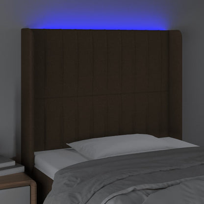 Hoofdbord Led Stof 83 x 16 x 118/128 cm Donkerbruin