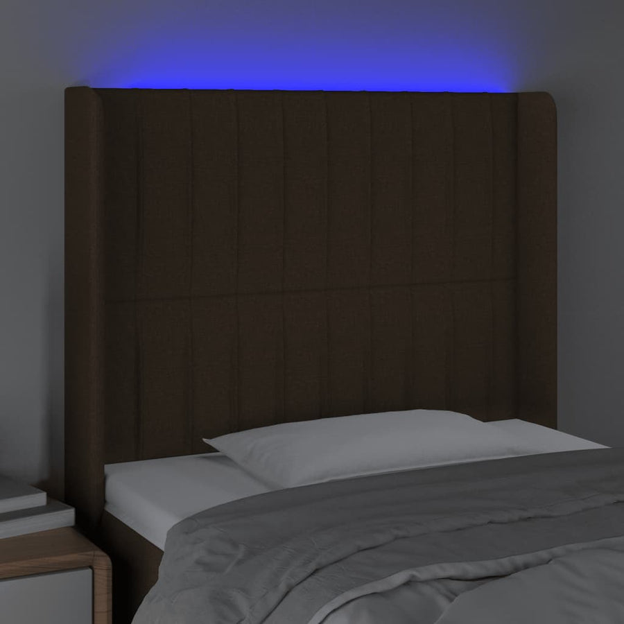 Hoofdbord Led Stof 83 x 16 x 118/128 cm Donkerbruin