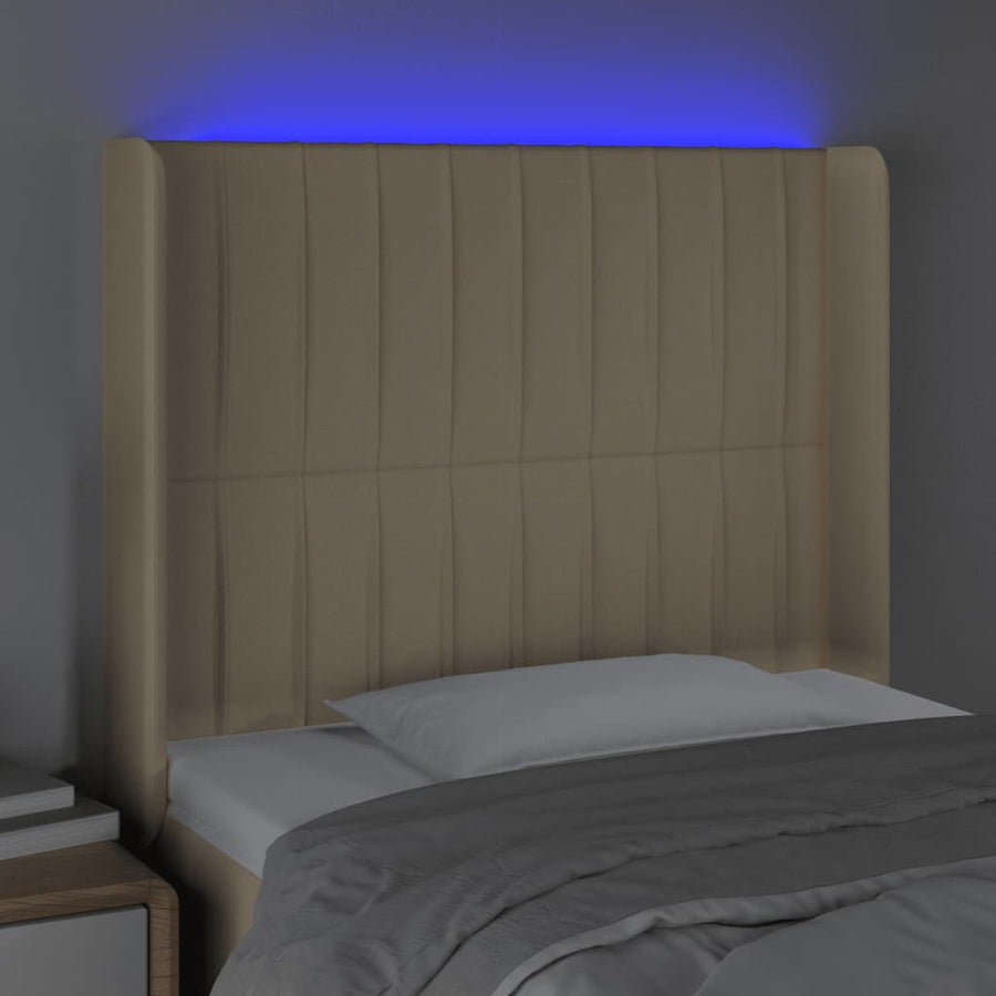 Hoofdbord Led Stof Kleurig 83 x 16 x 118/128 cm Crème
