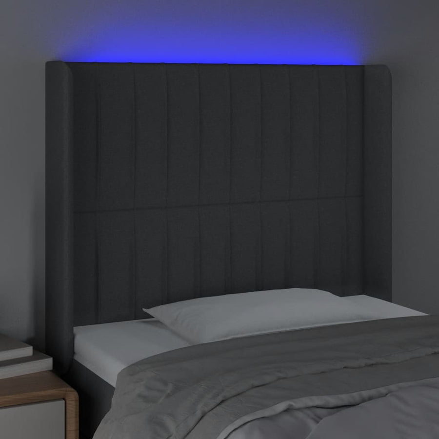 Hoofdbord Led Stof 93 x 16 x 118/128 cm Donkergrijs