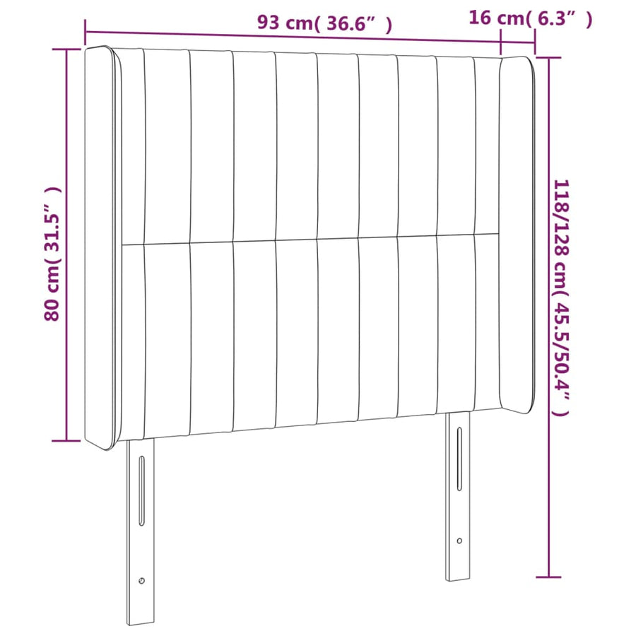 Hoofdbord Led Stof 93 x 16 x 118/128 cm Donkergrijs