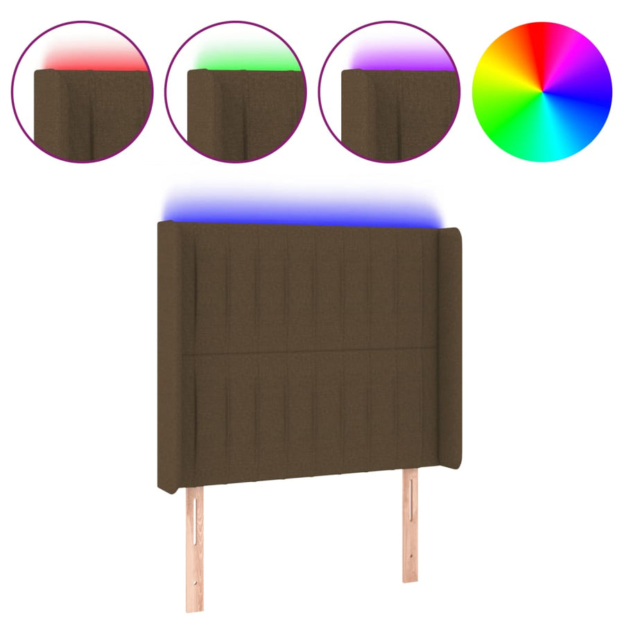 Hoofdbord Led Stof 93 x 16 x 118/128 cm Donkerbruin