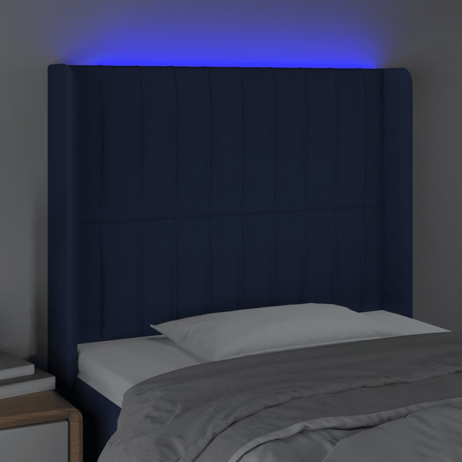 Hoofdbord Led Stof 93 x 16 x 118/128 cm Blauw