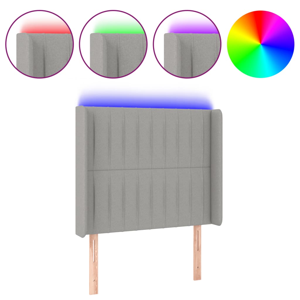 Hoofdbord Led Stof 103 x 16 x 118/128 cm Lichtgrijs