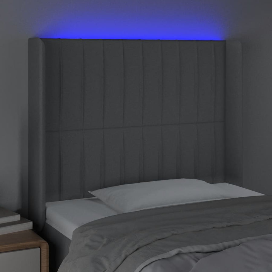 Hoofdbord Led Stof 103 x 16 x 118/128 cm Lichtgrijs