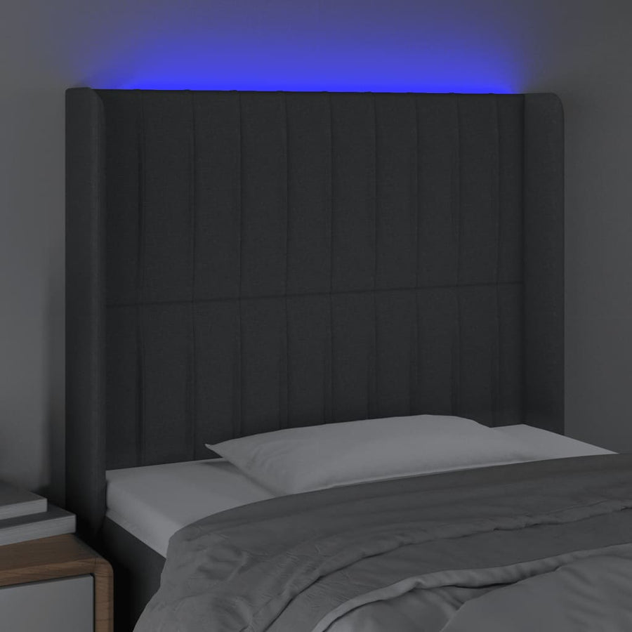 Hoofdbord Led Stof 103 x 16 x 118/128 cm Donkergrijs