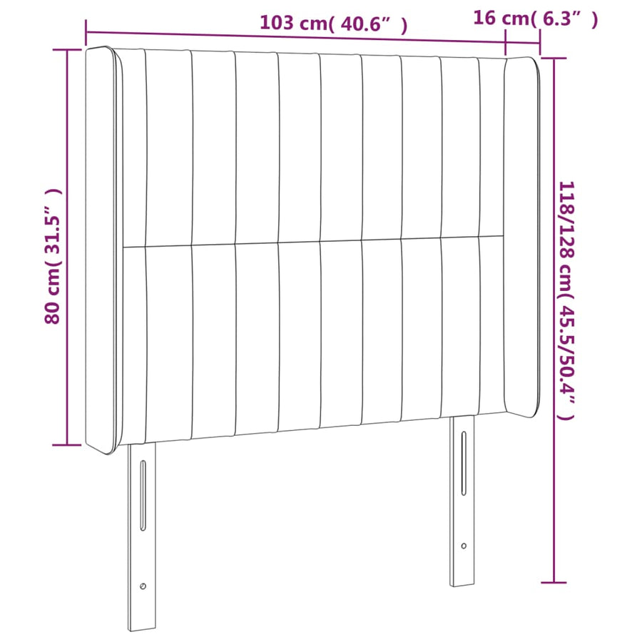 Hoofdbord Led Stof 103 x 16 x 118/128 cm Donkergrijs
