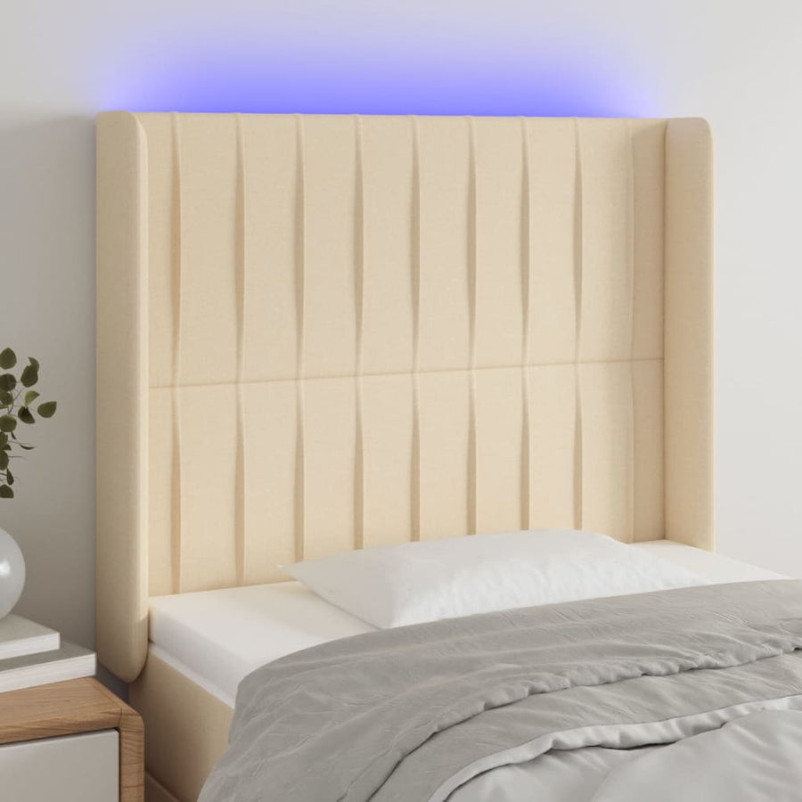 Hoofdbord Led Stof Kleurig Crème 103 x 16 x 118/128 cm