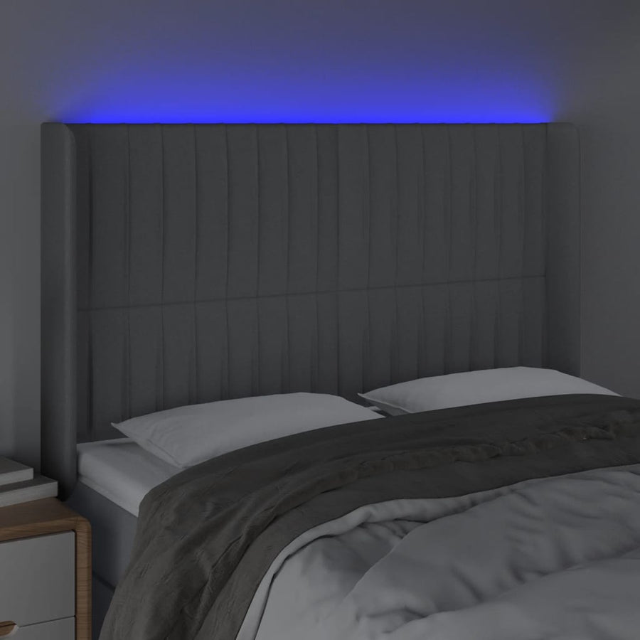 Hoofdbord Led Stof 147 x 16 x 118/128 cm Lichtgrijs