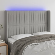 Hoofdbord LED 147x16x118/128 cm lichtgrijs stof