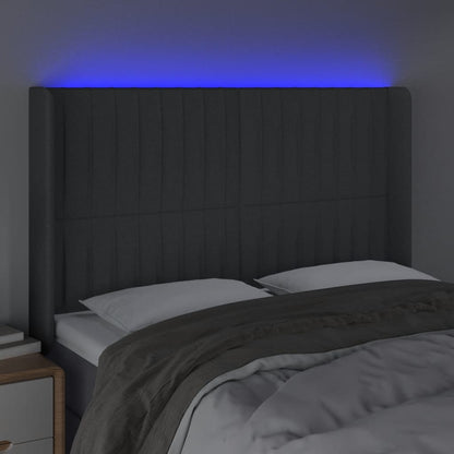 Hoofdbord LED 147x16x118/128 cm stof donkergrijs 147 x 16 x 118/128 cm Donkergrijs