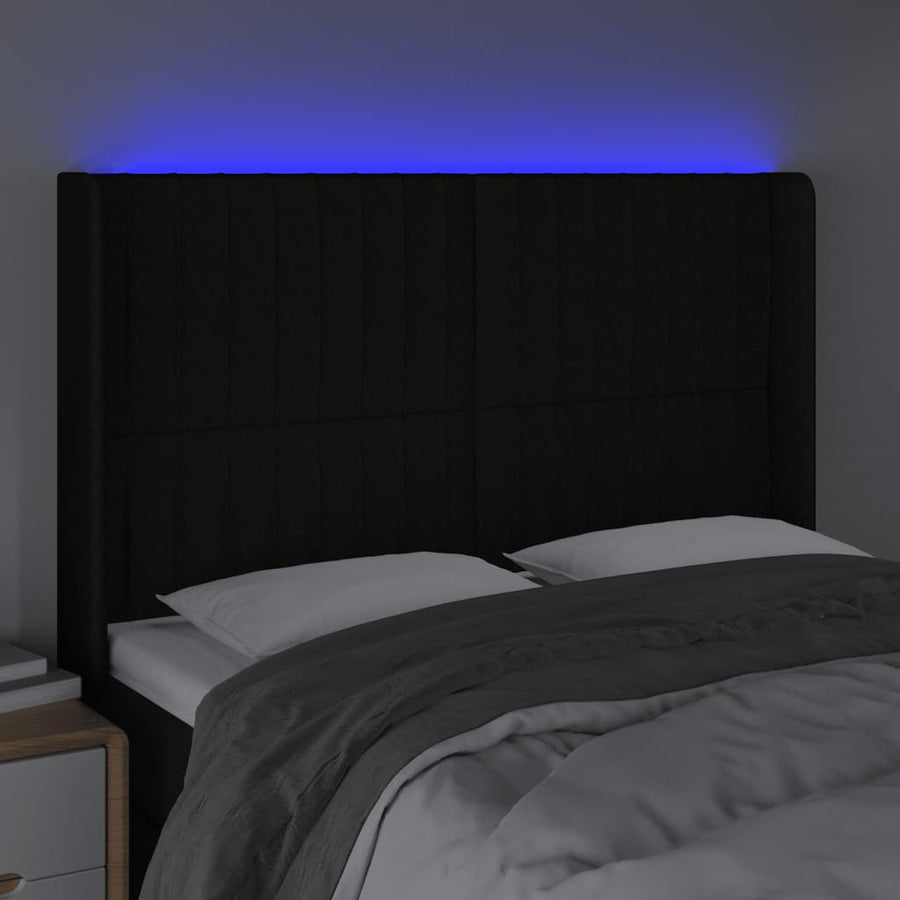 Hoofdbord Led Stof 147 x 16 x 118/128 cm Zwart
