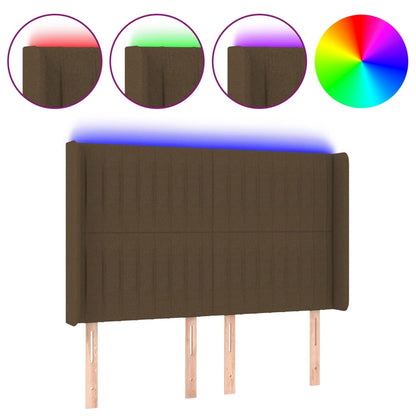 Hoofdbord Led Stof 147 x 16 x 118/128 cm Donkerbruin