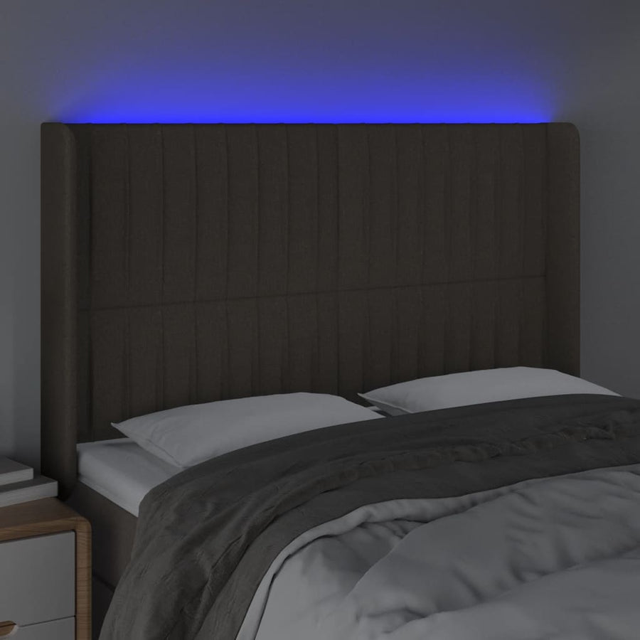Hoofdbord Led Stof 147 x 16 x 118/128 cm Taupe