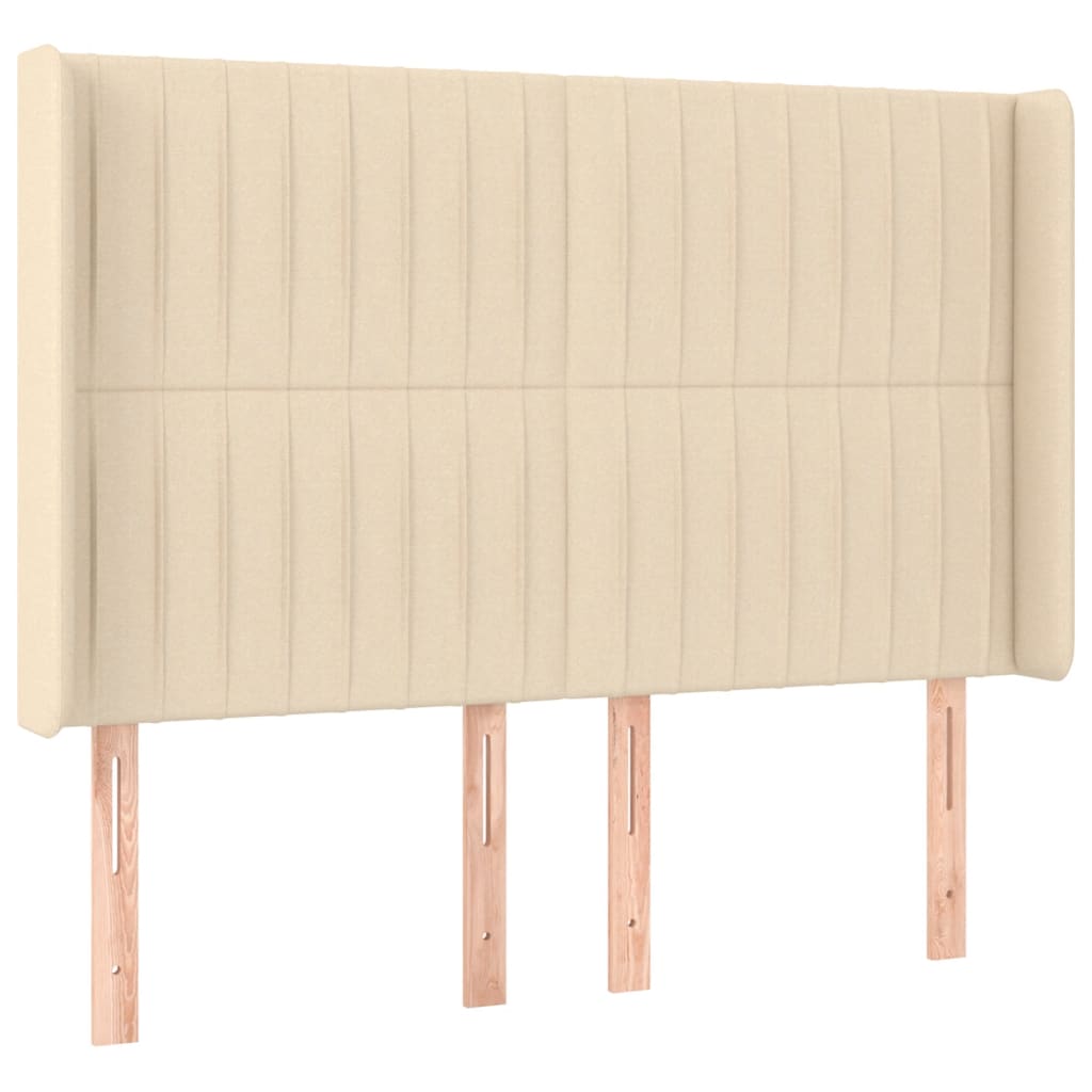 Hoofdbord Led Stof Kleurig 147 x 16 x 118/128 cm Crème