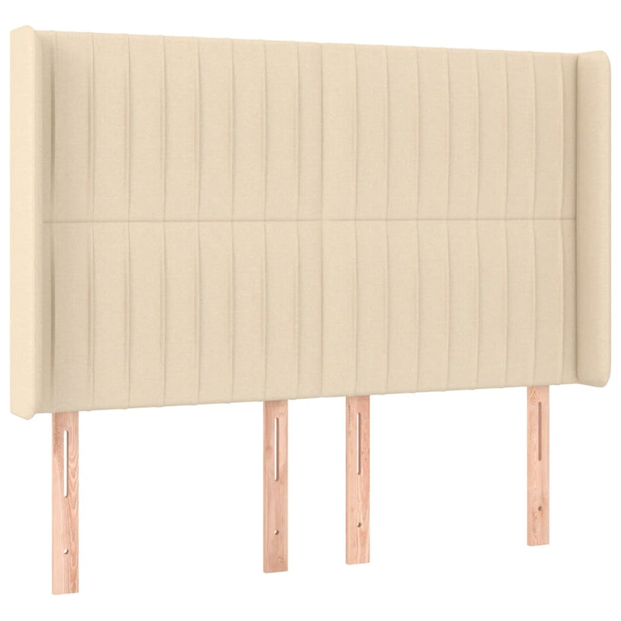 Hoofdbord Led Stof Kleurig 147 x 16 x 118/128 cm Crème