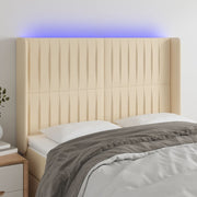 Hoofdbord LED 147x16x118/128 cm stof crèmekleurig