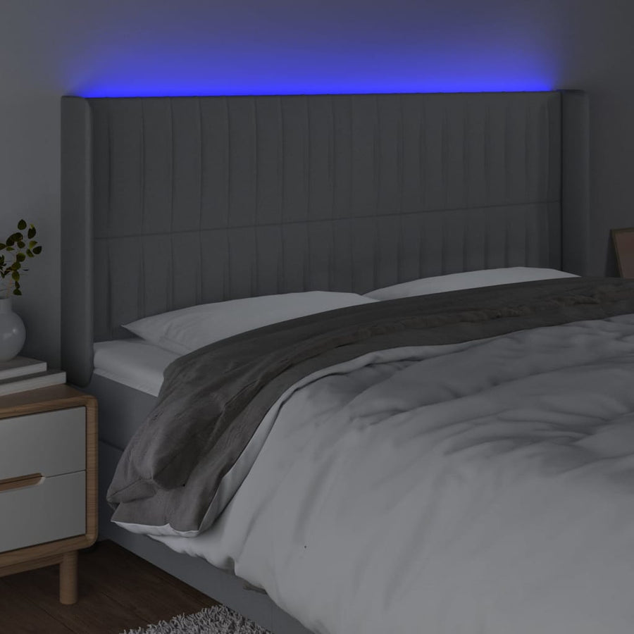 Hoofdbord Led Stof 163 x 16 x 118/128 cm Lichtgrijs