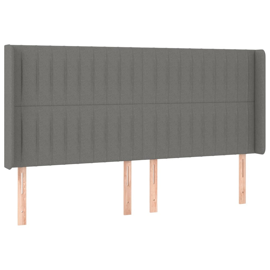 Hoofdbord Led Stof 163 x 16 x 118/128 cm Donkergrijs