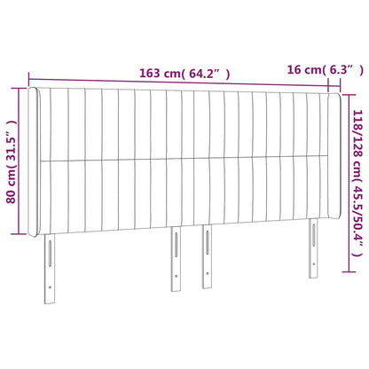 Hoofdbord Led Stof 163 x 16 x 118/128 cm Taupe