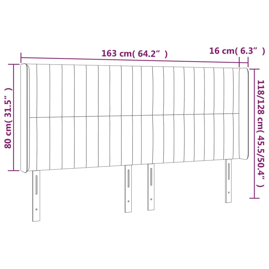 Hoofdbord Led Stof 163 x 16 x 118/128 cm Blauw