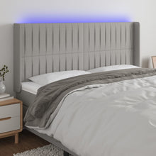 Hoofdbord Led Stof 183 x 16 x 118/128 cm Lichtgrijs