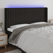 Hoofdbord 183x16x118/128 cm stof zwart LED
