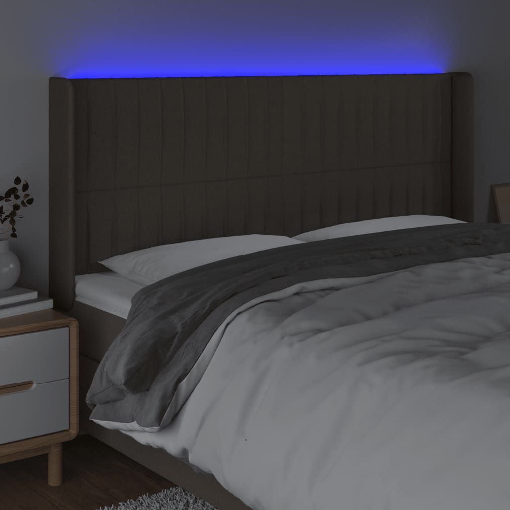 Hoofdbord Led Stof Taupe 183 x 16 x 118/128 cm