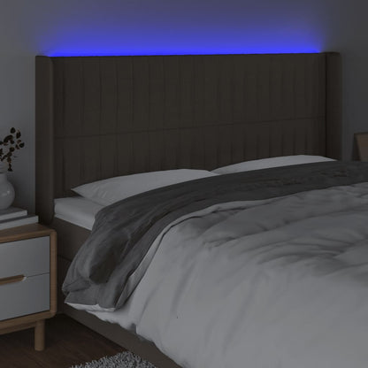 Hoofdbord Led Stof Taupe 183 x 16 x 118/128 cm