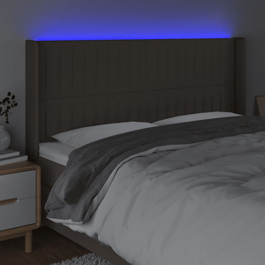 Hoofdbord Led Stof Taupe 183 x 16 x 118/128 cm