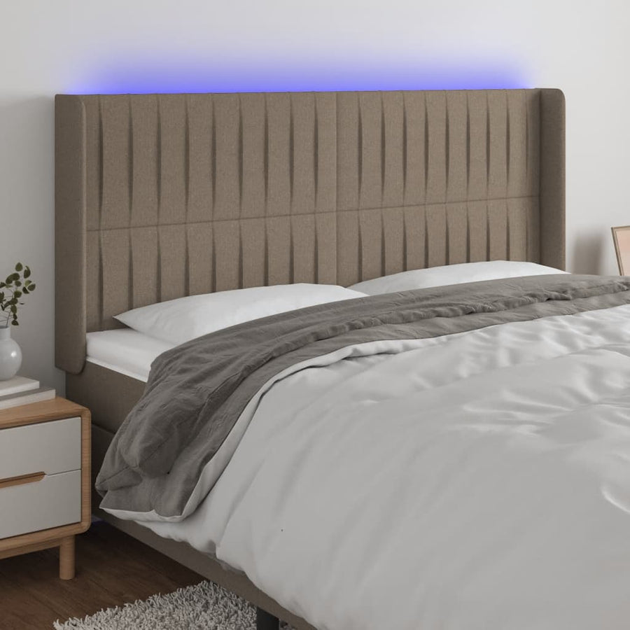 Hoofdbord Led Stof Taupe 183 x 16 x 118/128 cm
