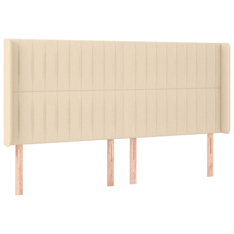 Hoofdbord LED 183x16x118/128 cm stof crèmekleurig