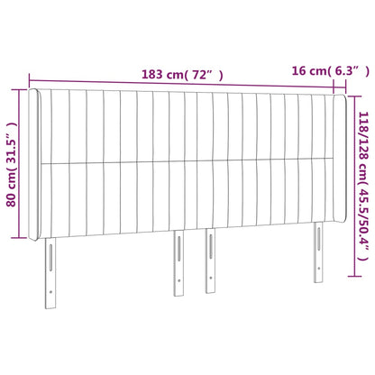 Hoofdbord LED 183x16x118/128 cm stof crèmekleurig