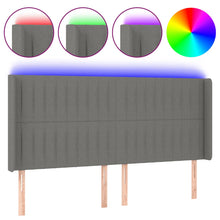 Hoofdbord Led Stof 203 x 16 x 118/128 cm Donkergrijs