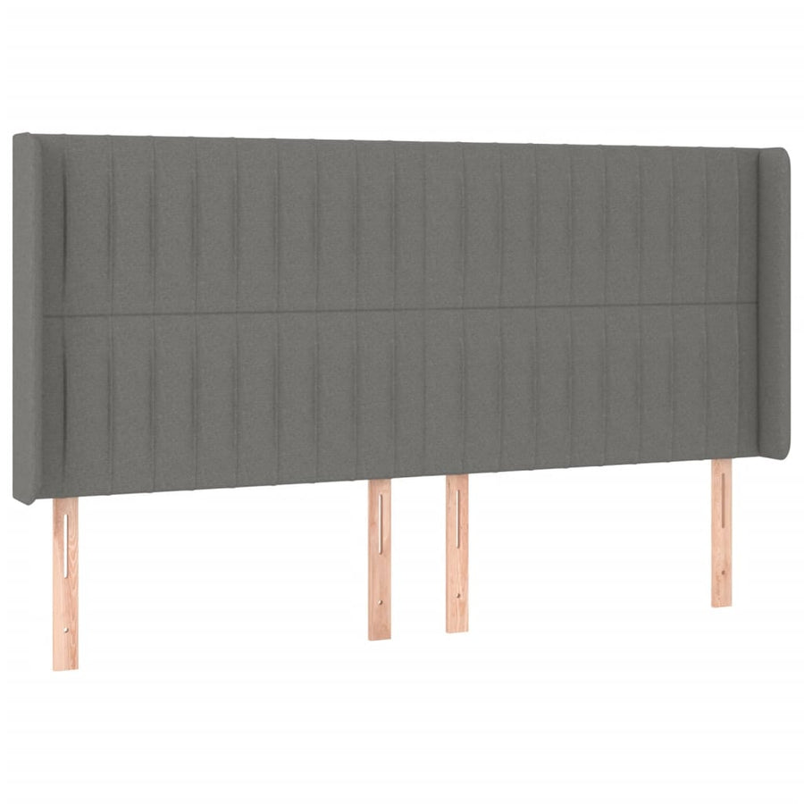 Hoofdbord Led Stof 203 x 16 x 118/128 cm Donkergrijs