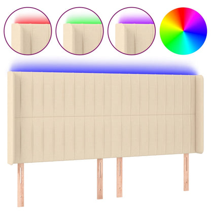 Hoofdbord Led Stof Kleurig Crème 203 x 16 x 118/128 cm