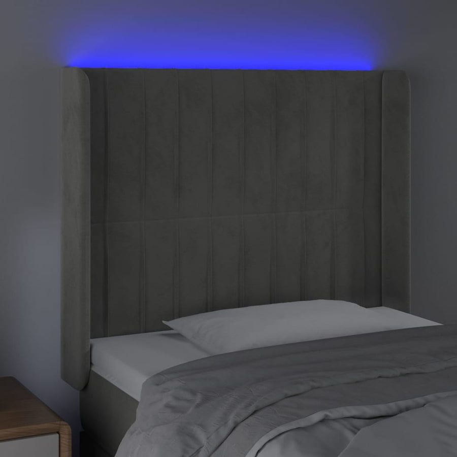 Hoofdbord Led Fluweel 83 x 16 x 118/128 cm Lichtgrijs