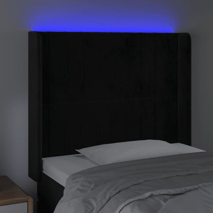 Hoofdbord Led Fluweel 83 x 16 x 118/128 cm Zwart