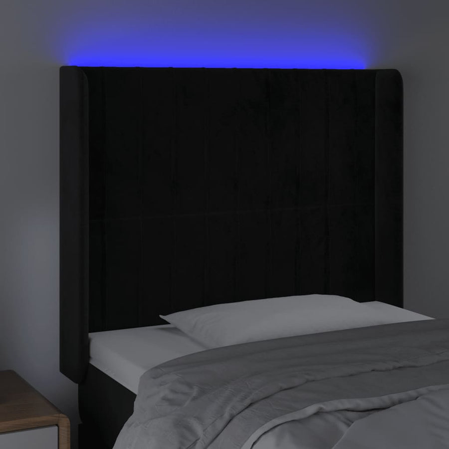 Hoofdbord Led Fluweel 83 x 16 x 118/128 cm Zwart