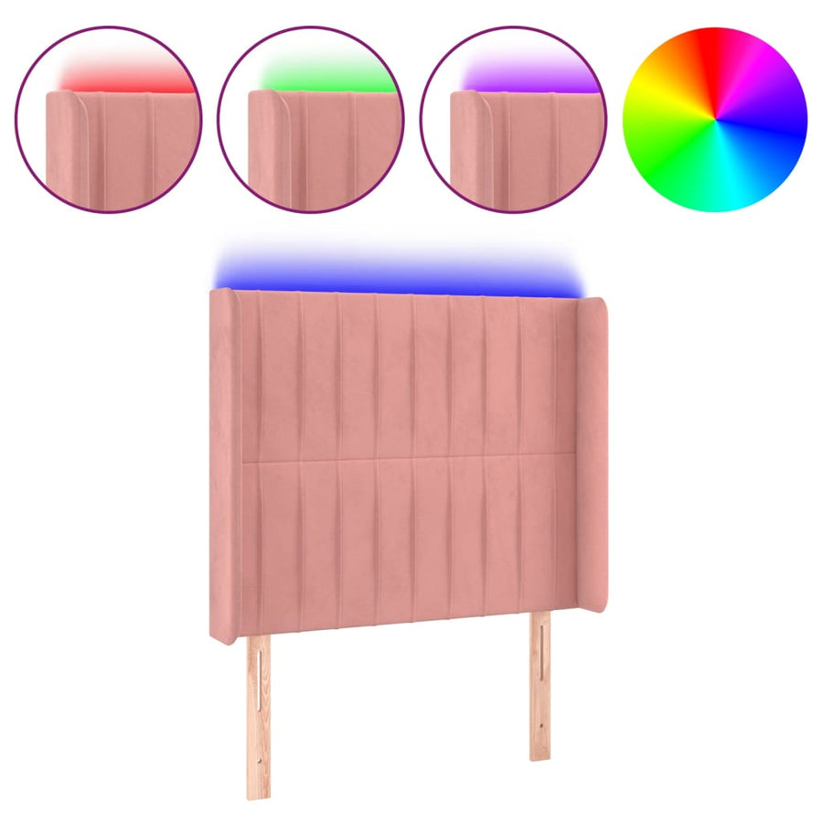 Hoofdbord Led Fluweel 83 x 16 x 118/128 cm Roze
