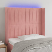 Hoofdbord 83x16x118/128 cm fluweel roze LED