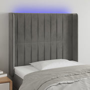 Headboard LED 93x16x118/128 cm velvet light grey