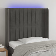 Headboard LED 93x16x118/128 cm velvet dark grey