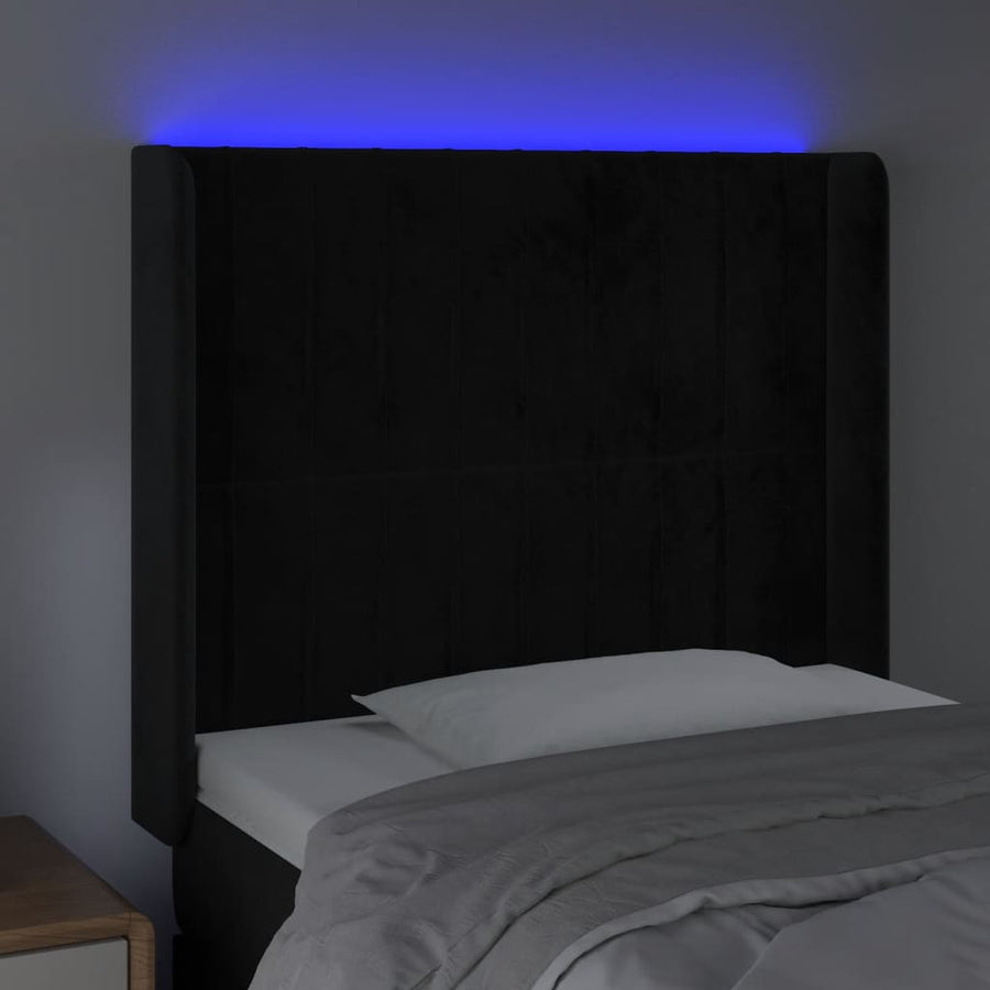 Hoofdbord Led Fluweel 93 x 16 x 118/128 cm Zwart