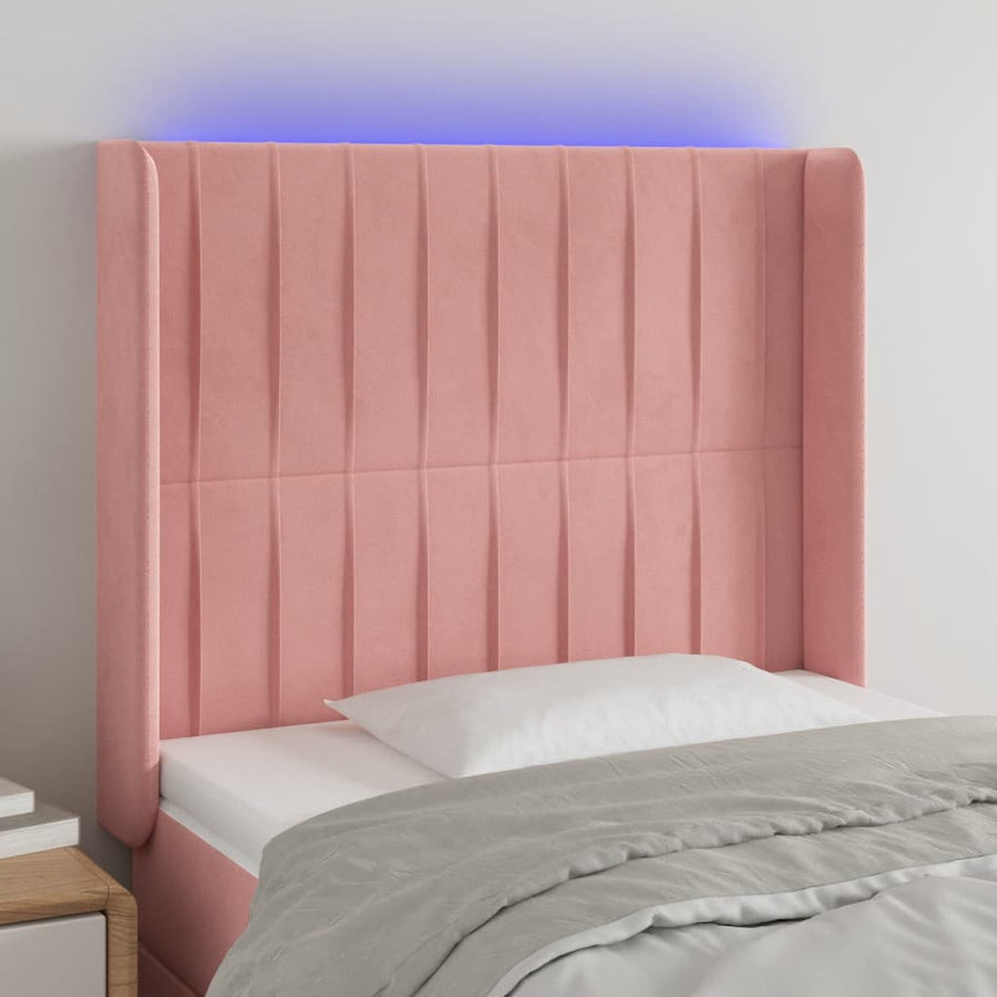 Hoofdbord Led Fluweel 93 x 16 x 118/128 cm Roze