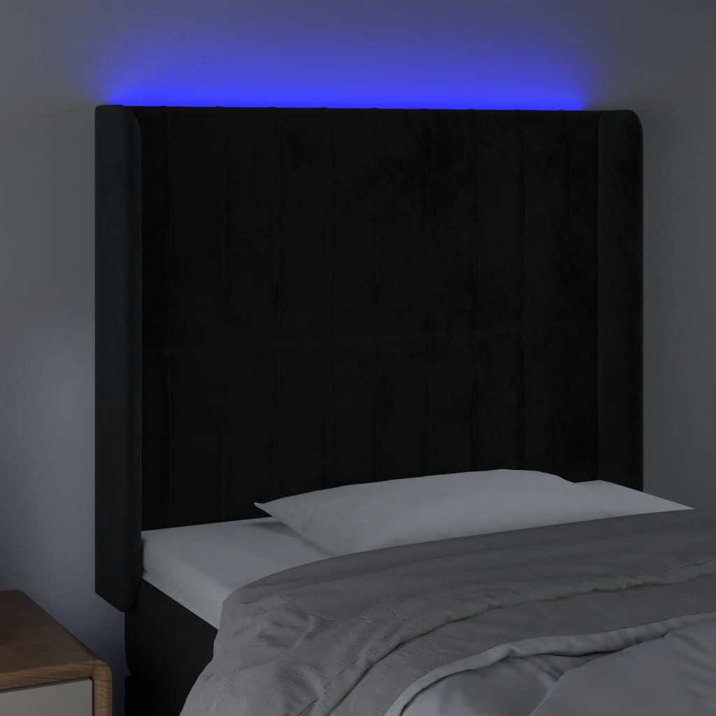 Hoofdbord Led Fluweel 103 x 16 x 118/128 cm Zwart
