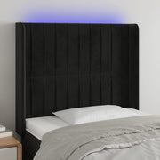 Hoofdbord 103x16x118/128 cm fluweel zwart LED