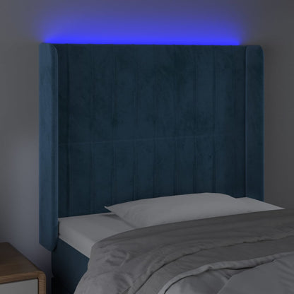 Hoofdbord Led Fluweel 103 x 16 x 118/128 cm Donkerblauw