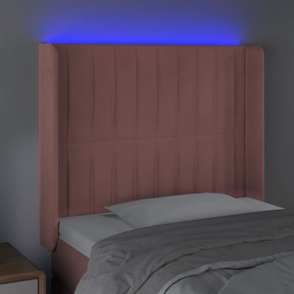 Hoofdbord Led Fluweel 103 x 16 x 118/128 cm Roze