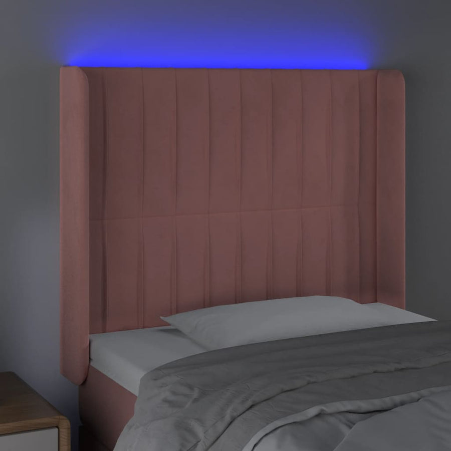 Hoofdbord Led Fluweel 103 x 16 x 118/128 cm Roze